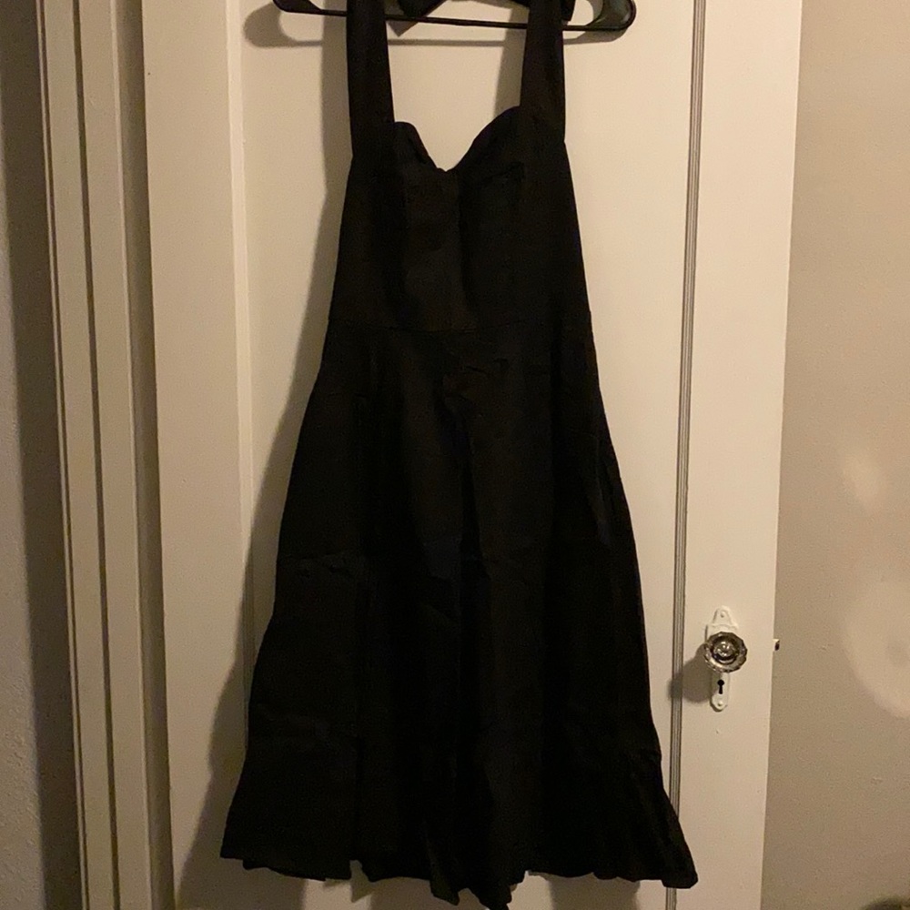 Black Halter Top Pinup Dress & Red Petticoat
